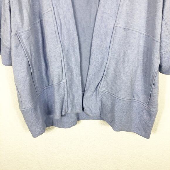 Athleta Lotus Textured Wrap Cardigan S/M Light Blue Open Shrug Cozy Relaxed - Picture 10 of 13